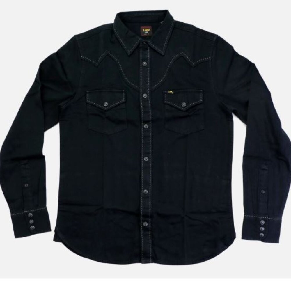 Lee 101 Rodeo Double Pocket Shirt Western Cowboy Men's Size M Black 100% Cotton